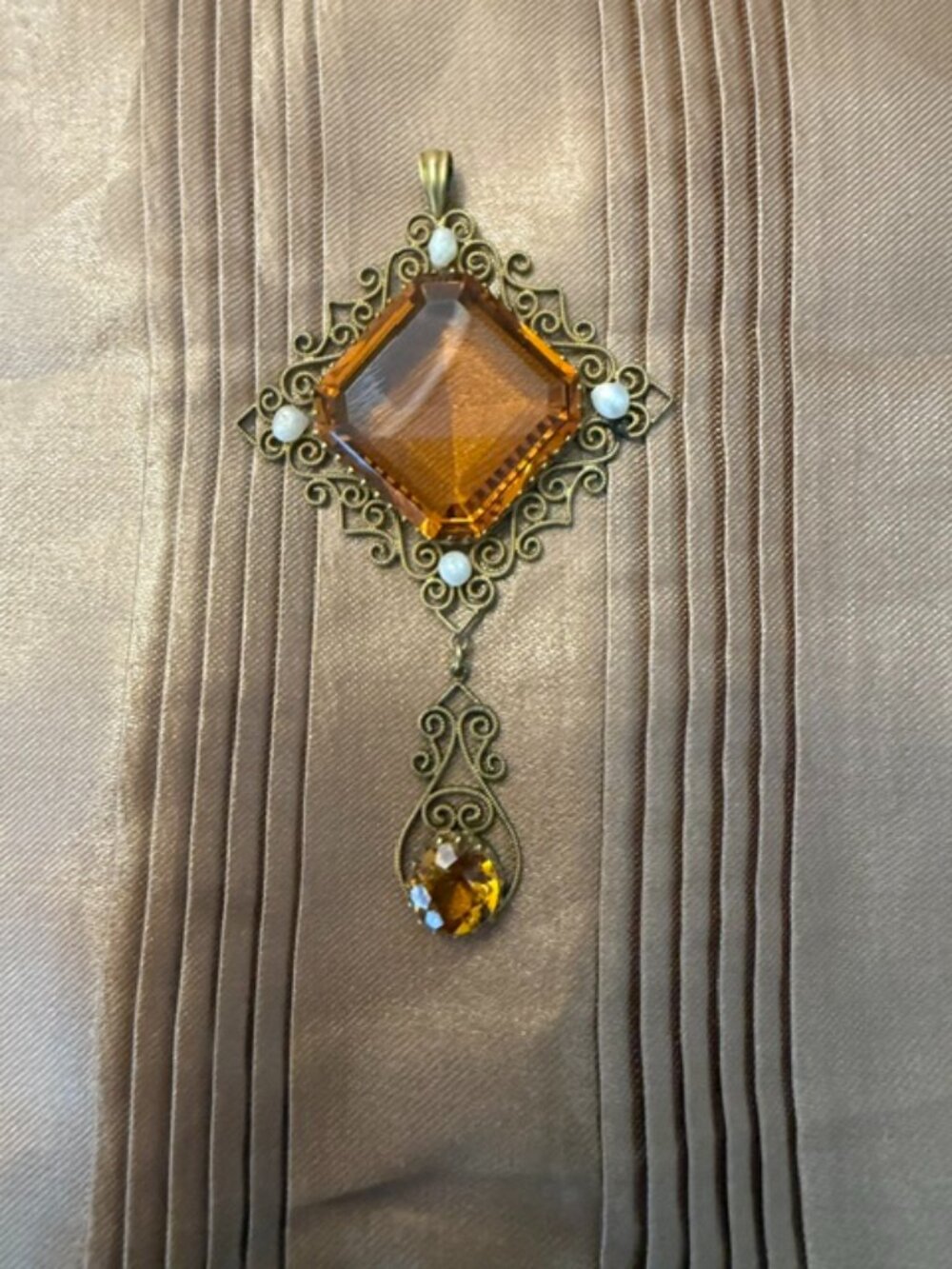 vintage faux amber glass pendant